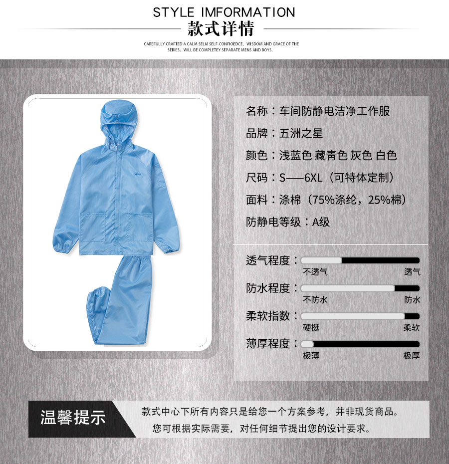 車間防靜電潔凈工作服—款式詳情
