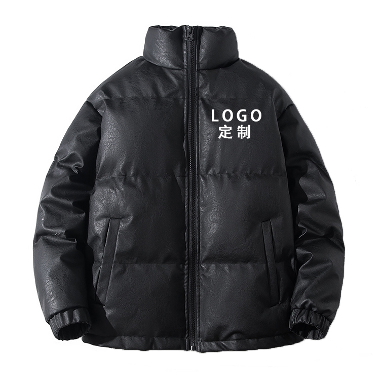 機(jī)車(chē)純色PU/真皮羽絨服